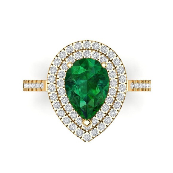 Elegant Green and Gold Teardrop Ring